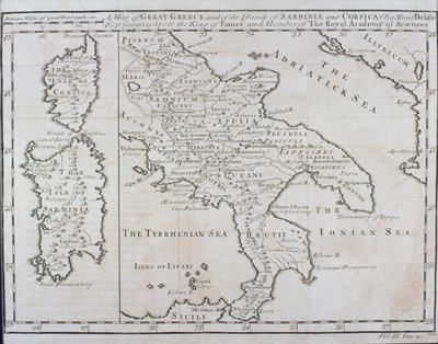 Map of Southern Italy, Corsica, and Sardinia Known in Ancient Times as Great Greece or Magnia Graecia by Guillaume Delisle